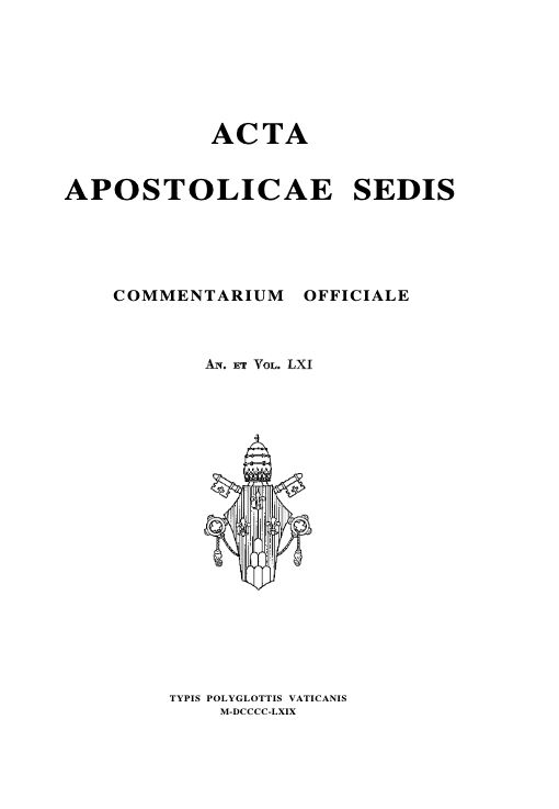 Acta Apostolicae Sedis - Commentarium Officiale (1969)