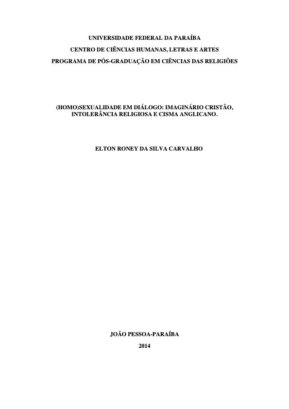 (Homo)sexualidade em diálogo: imaginário cristão, intolerância religiosa e cisma anglicano