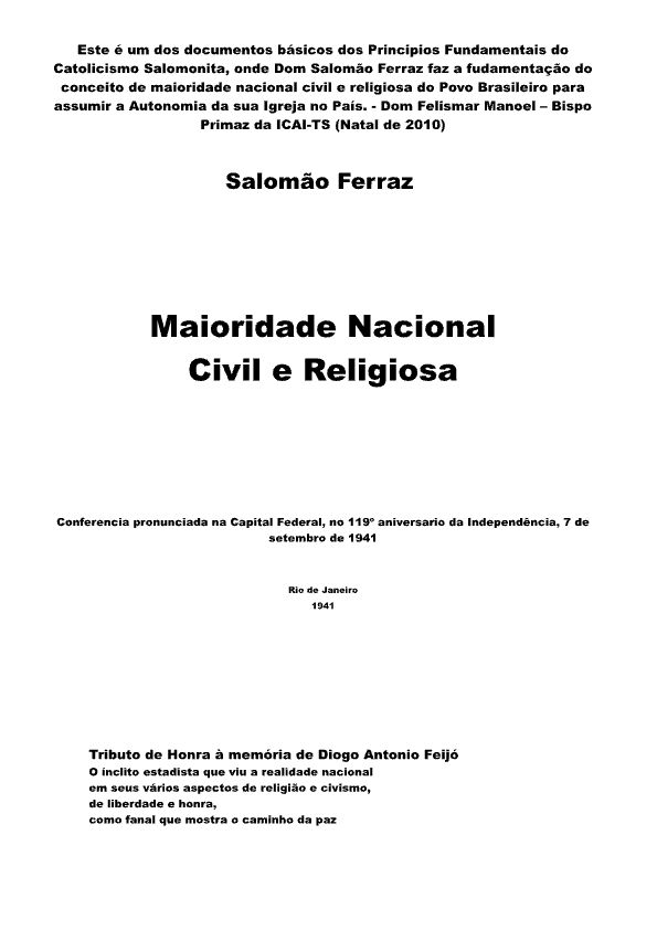 Maioridade Nacional Civil e Religiosa