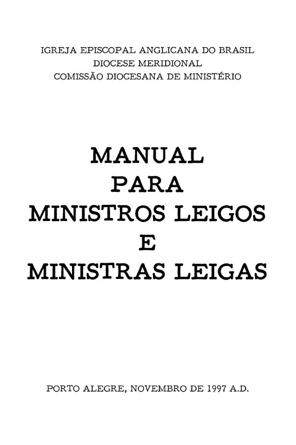 MANUAL PARA MINISTROS LEIGOS E MINISTRAS LEIGAS