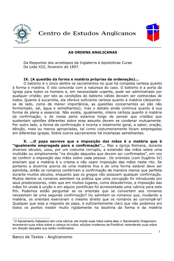 AS ORDENS ANGLICANAS