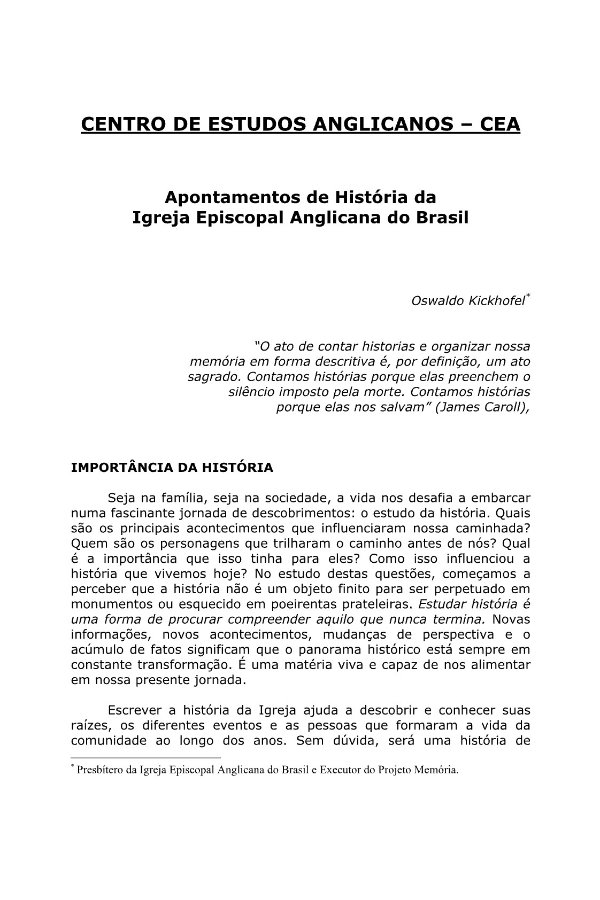 Apontamentos de História da Igreja Episcopal Anglicana do Brasil