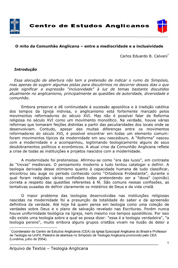 O mito da Comunhão Anglicana – entre a mediocridade e a inclusividade