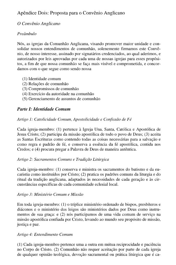 Apêndice Dois: Proposta para o Convênio Anglicano