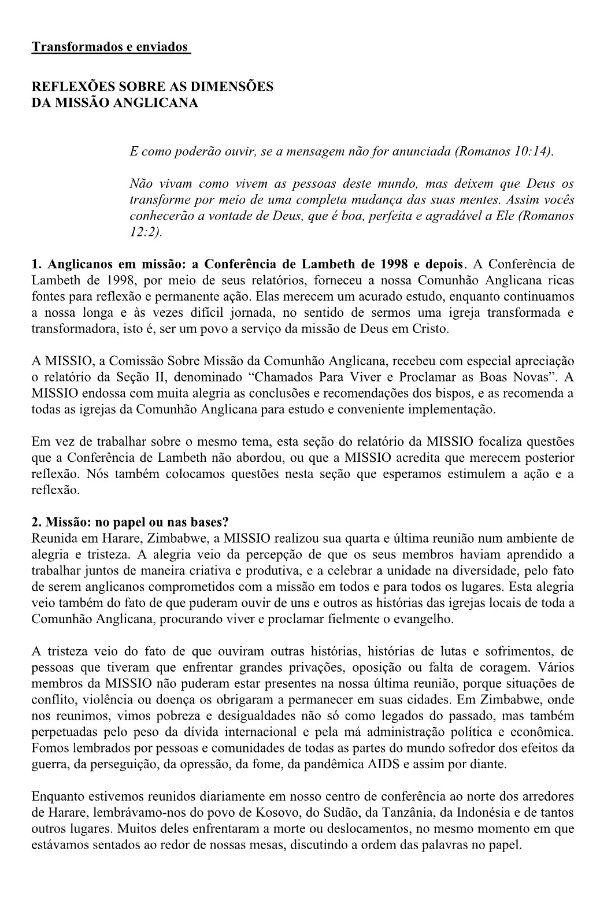 Transformados e enviados: Reflexões sobre as dimensões da Missão Anglicana